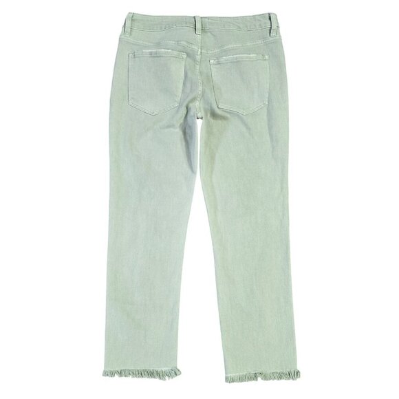 Vervet Melissa Pale Mint Green Straight Leg Cropped Jean Raw Hem V3370MI - Picture 3 of 10
